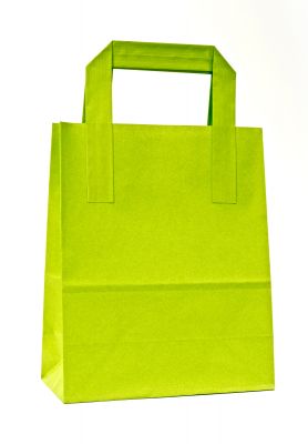Pistachio Green Paper Carrier Bags With External Taped Handles SOS